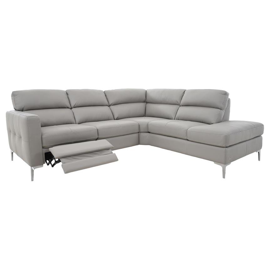 Taormina Gray Leather Corner Sofa w/Right Chaise  alternate image, 3 of 13 images.