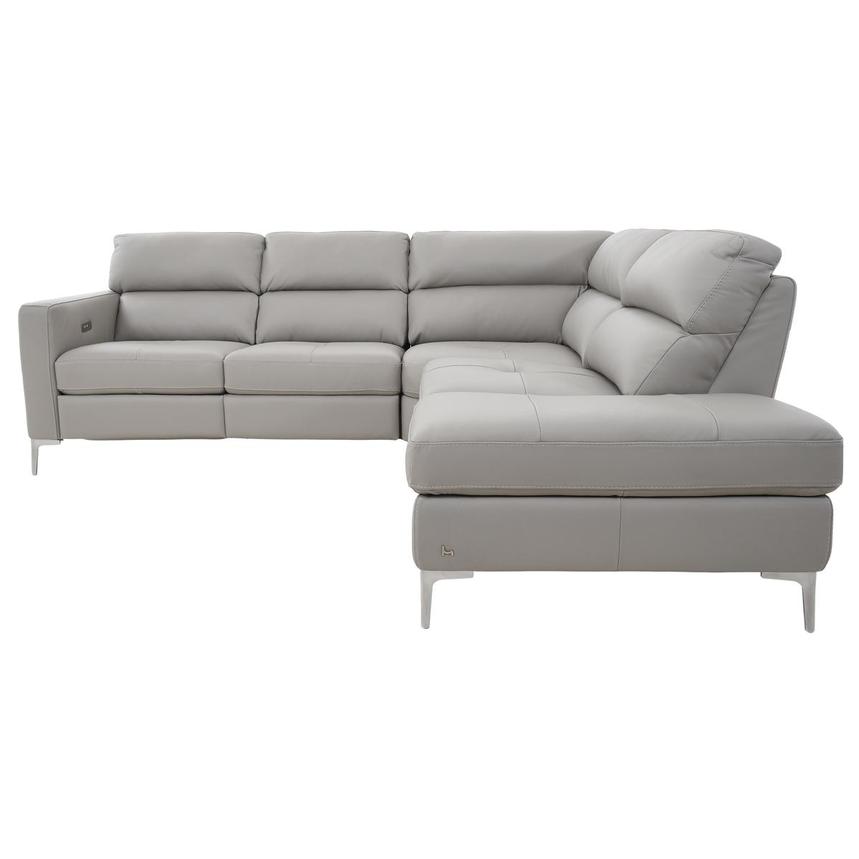 Taormina Gray Leather Corner Sofa w/Right Chaise  alternate image, 4 of 13 images.