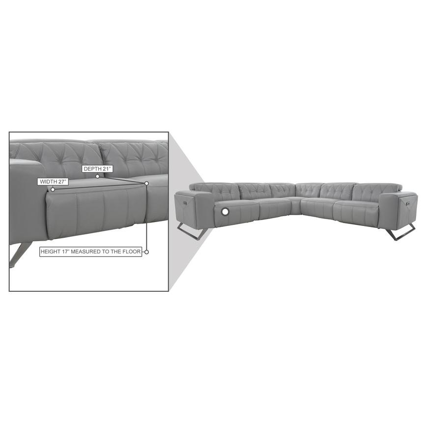 Anchi Silver Leather Power Reclining Sectional with 5PCS/3PWR  alternate image, 11 of 11 images.
