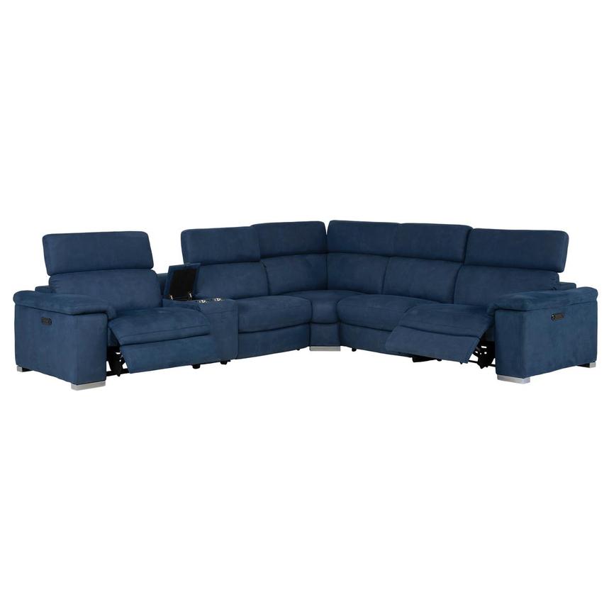Karly Blue Power Reclining Sectional with 6PCS/2PWR alternate image, 2 of 10 images.