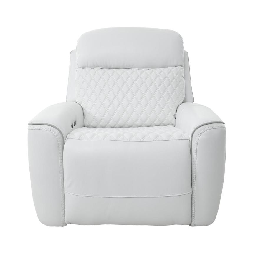 Softee White Leather Power Recliner  main image, 1 of 13 images.