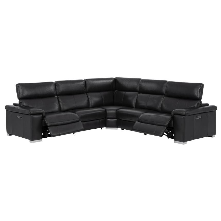 Charlie Black Leather Power Reclining Sectional with 5PCS/2PWR  alternate image, 2 of 12 images.