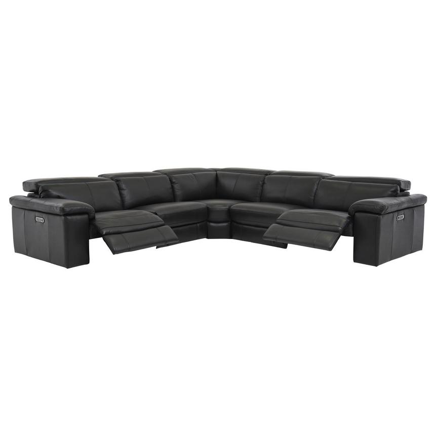 Charlie Black Leather Power Reclining Sectional with 5PCS/2PWR  alternate image, 2 of 9 images.