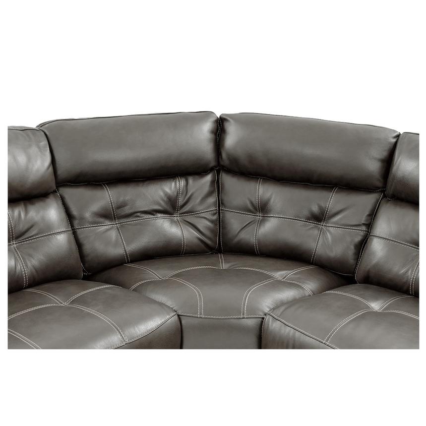 Stallion Gray Leather Power Reclining Sectional with 5PCS/2PWR  alternate image, 4 of 9 images.