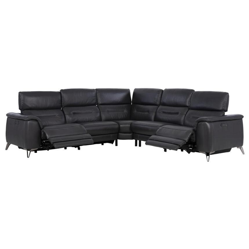 Anabel Gray Leather Power Reclining Sectional with 5PCS/2PWR  alternate image, 2 of 10 images.