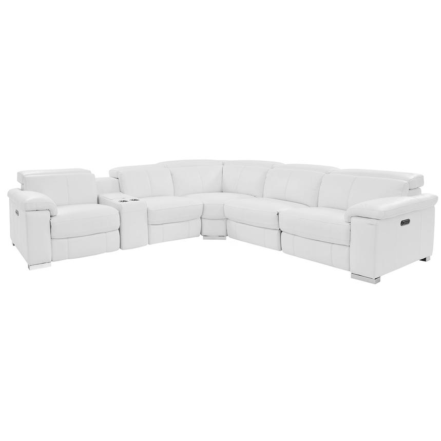 Charlie White Leather Power Reclining Sectional with 6PCS/2PWR  main image, 1 of 10 images.