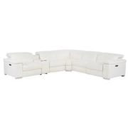Charlie White Leather Power Reclining Sectional with 6PCS/2PWR  main image, 1 of 13 images.