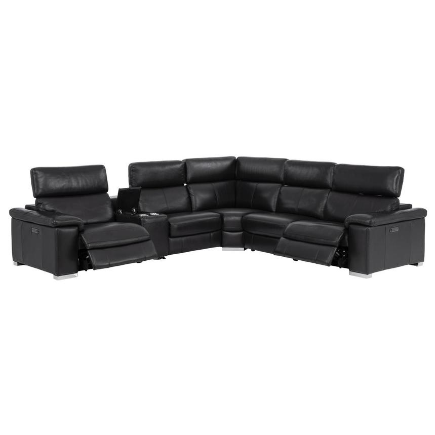 Charlie Black Leather Power Reclining Sectional with 6PCS/2PWR alternate image, 2 of 12 images.