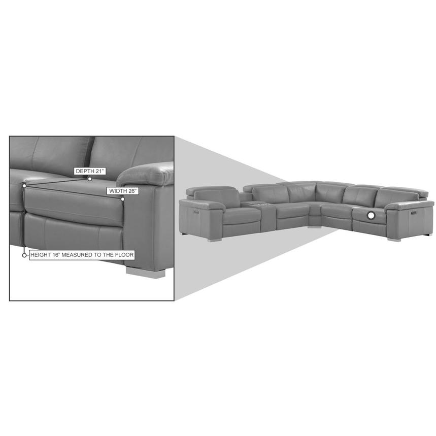 Charlie Light Gray Leather Power Reclining Sectional with 6PCS/2PWR  alternate image, 16 of 16 images.