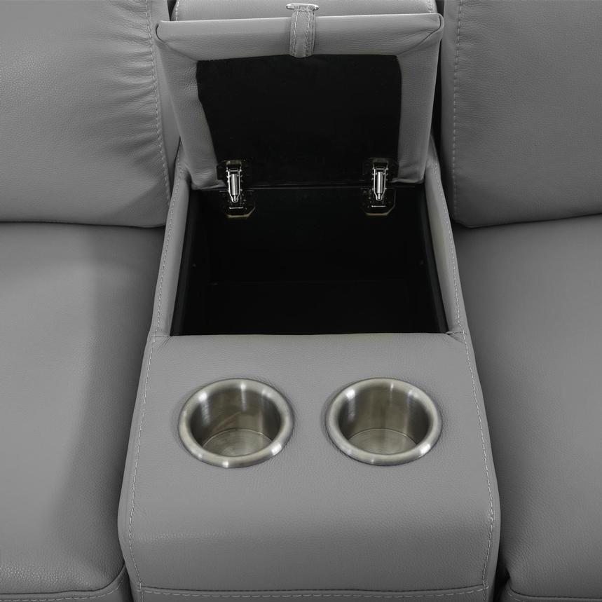 Charlie Light Gray Leather Power Reclining Sectional with 6PCS/2PWR alternate image, 7 of 16 images.