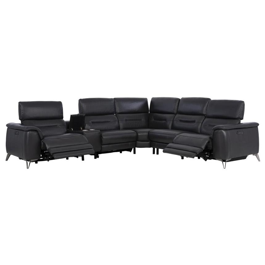 Anabel Gray Leather Power Reclining Sectional with 6PCS/2PWR  alternate image, 2 of 12 images.