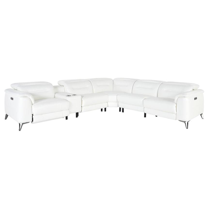 Anabel White Leather Power Reclining Sectional with 6PCS/2PWR  main image, 1 of 6 images.