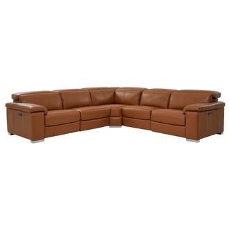 Charlie Tan Leather Power Reclining Sectional with 5PCS/2PWR