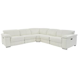 Charlie White Leather Power Reclining Sectional