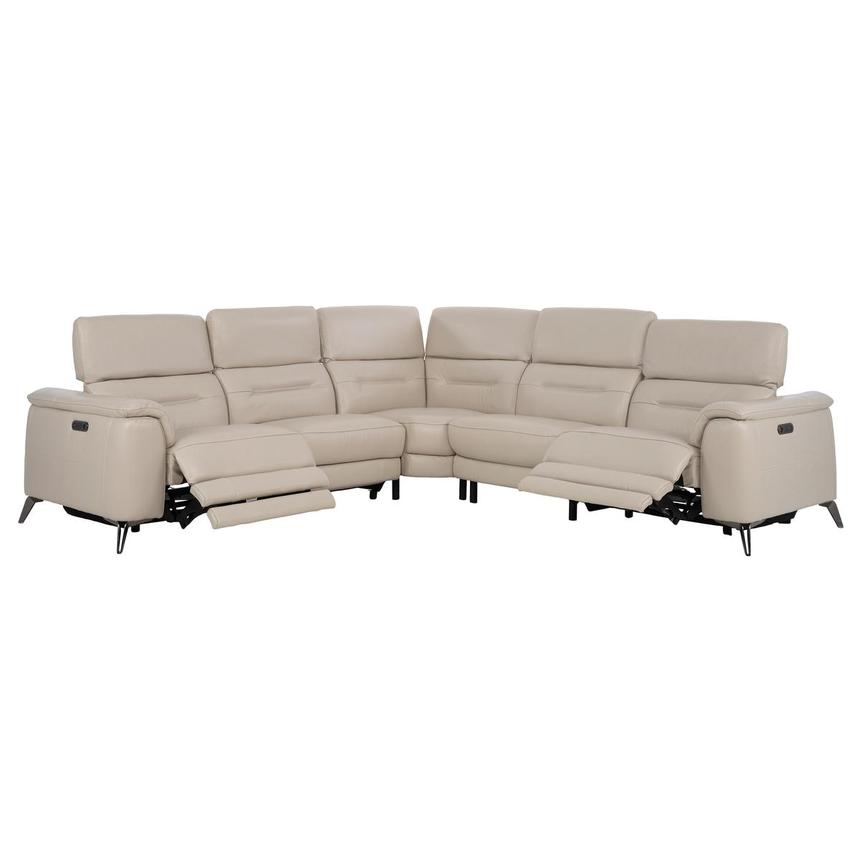 Anabel Cream Leather Power Reclining Sectional with 5PCS/2PWR  alternate image, 2 of 10 images.