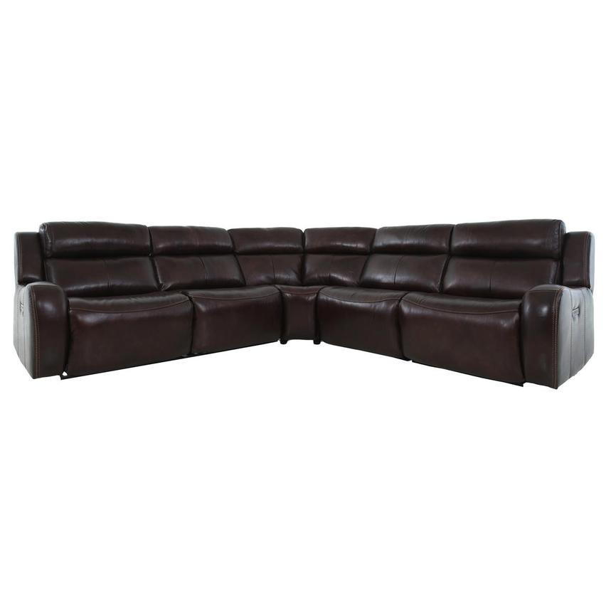 Jake Brown Leather Power Reclining Sectional with 5PCS/2PWR  main image, 1 of 10 images.