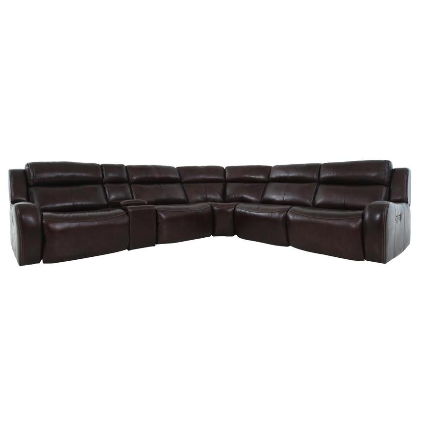 Jake Brown Leather Power Reclining Sectional with 6PCS/2PWR  main image, 1 of 15 images.