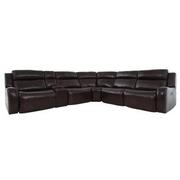 Jake Brown Leather Power Reclining Sectional with 6PCS/3PWR  main image, 1 of 15 images.