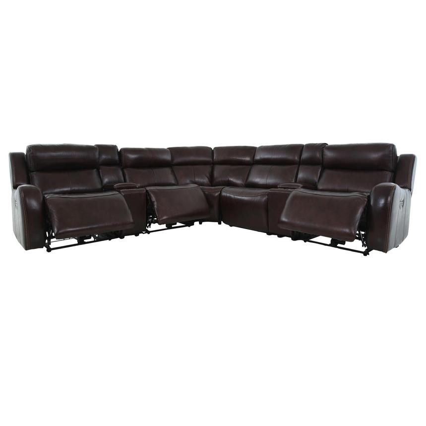 Jake Brown Leather Power Reclining Sectional with 7PCS/3PWR  alternate image, 6 of 17 images.