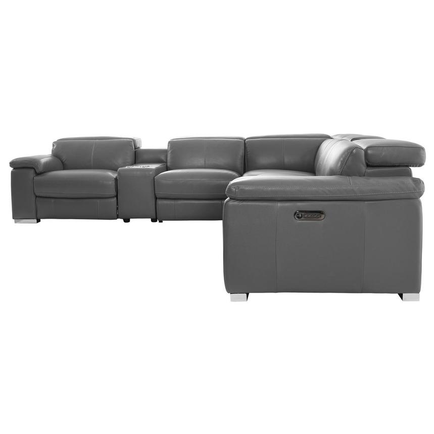 Charlie Gray Leather Power Reclining Sectional with 7PCS/3PWR El