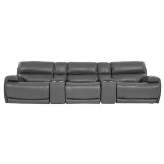Cody Gray Home Theater Leather Seating with 5PCS/2PWR