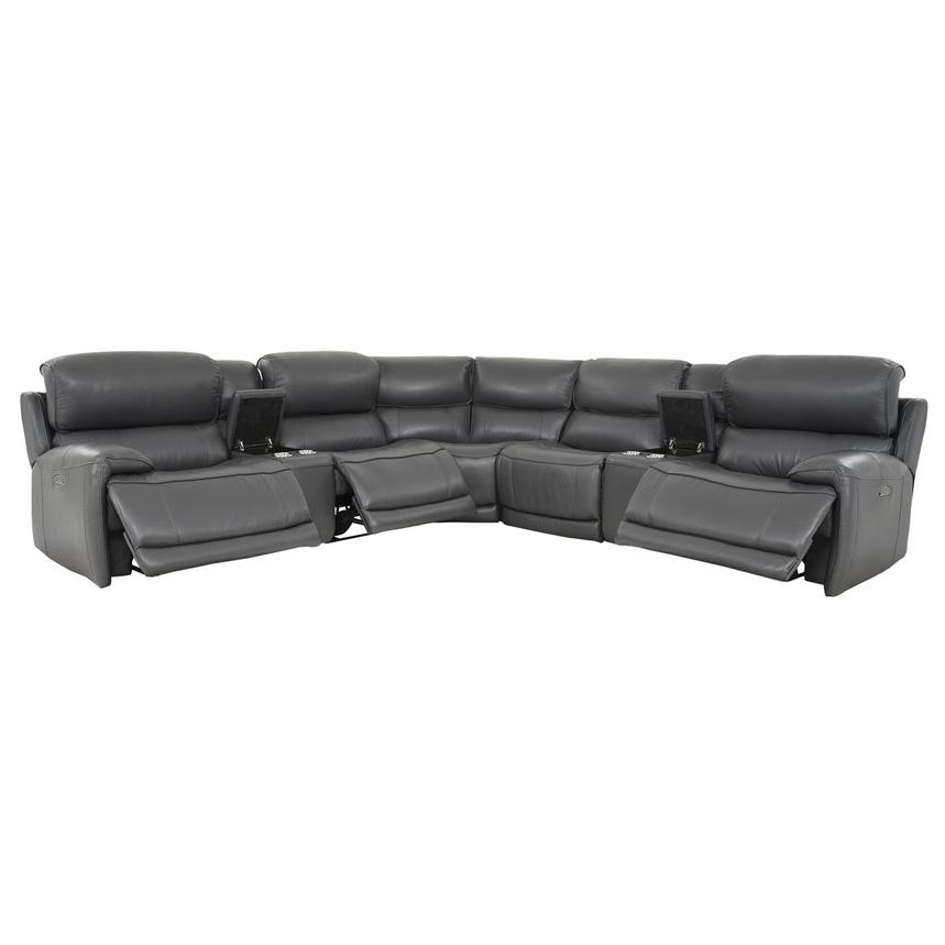 Cody Gray Leather Power Reclining Sectional with 7PCS/3PWR  alternate image, 2 of 9 images.