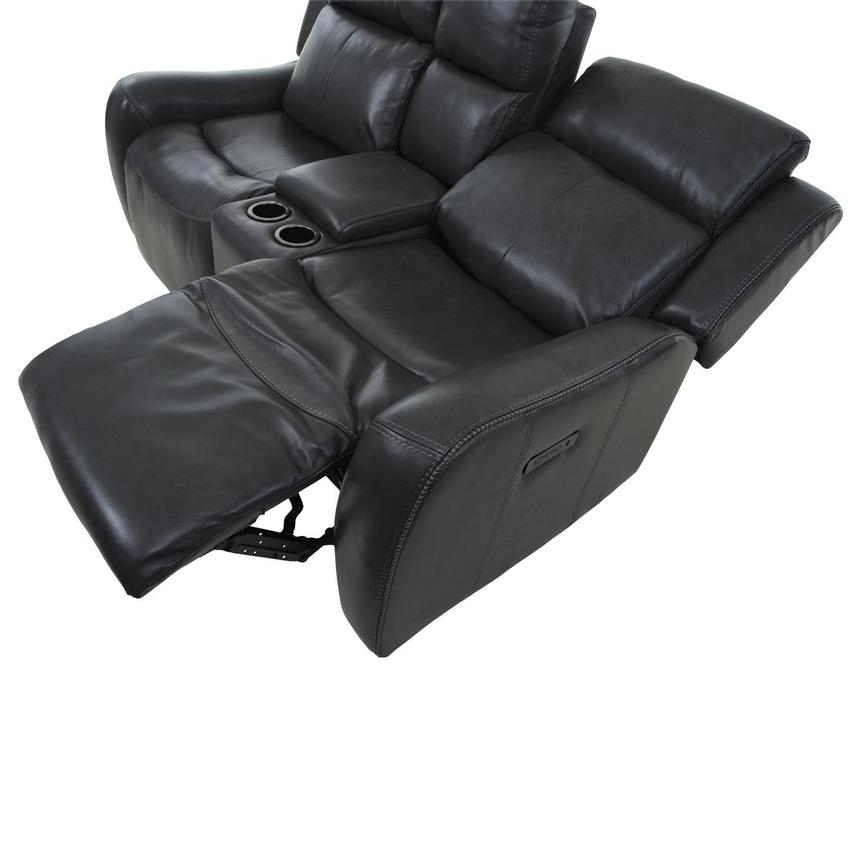 Jake Gray Leather Power Reclining Sofa w/Console  alternate image, 7 of 17 images.