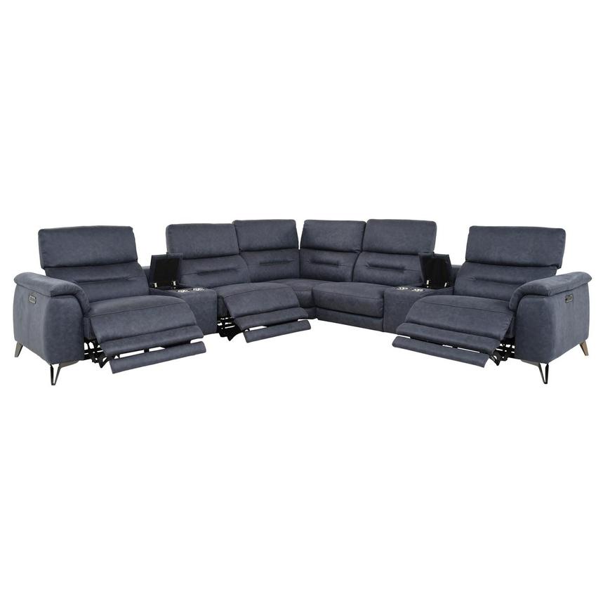 Claribel II Blue Power Reclining Sectional with 7PCS/3PWR  alternate image, 2 of 9 images.