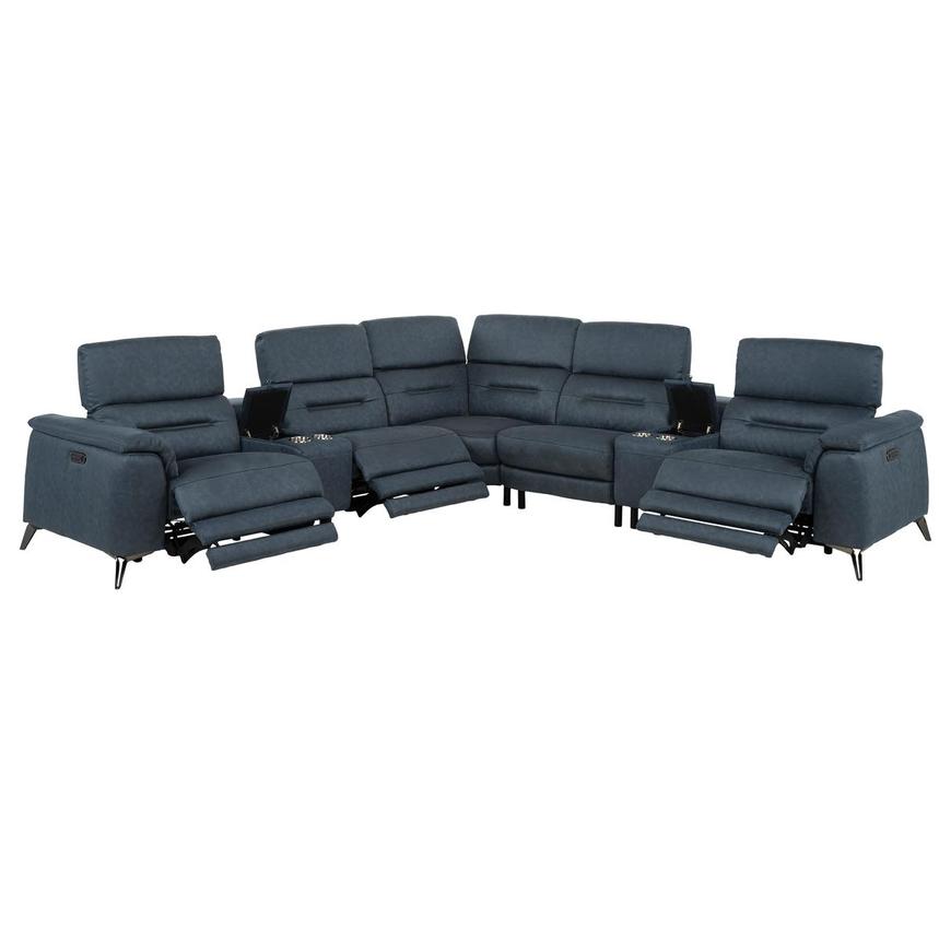 Claribel II Blue Power Reclining Sectional with 7PCS/3PWR  alternate image, 2 of 11 images.