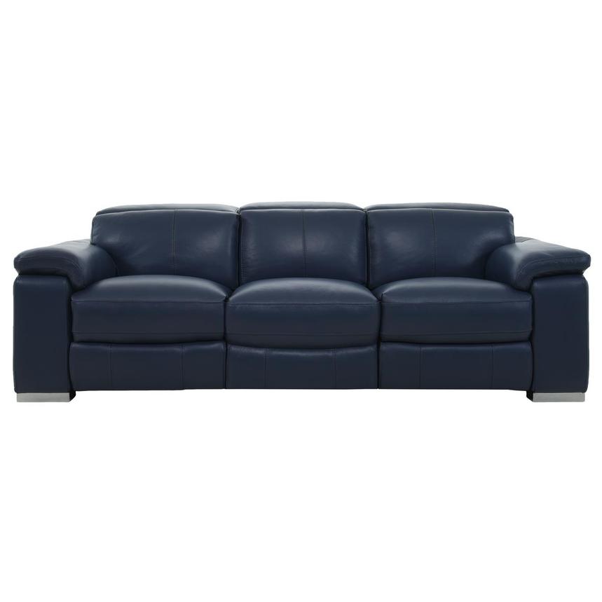 Charlie Blue Leather Power Reclining Sofa  main image, 1 of 11 images.