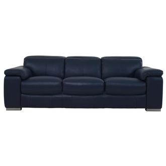 Charlie Blue Leather Sofa