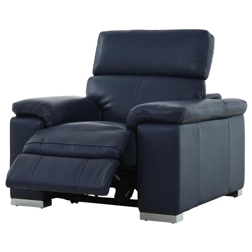 Charlie Blue Leather Power Recliner alternate image, 4 of 12 images.