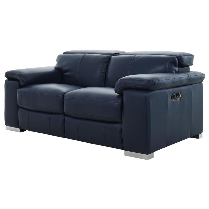 Charlie Blue Leather Power Reclining Loveseat alternate image, 2 of 11 images.