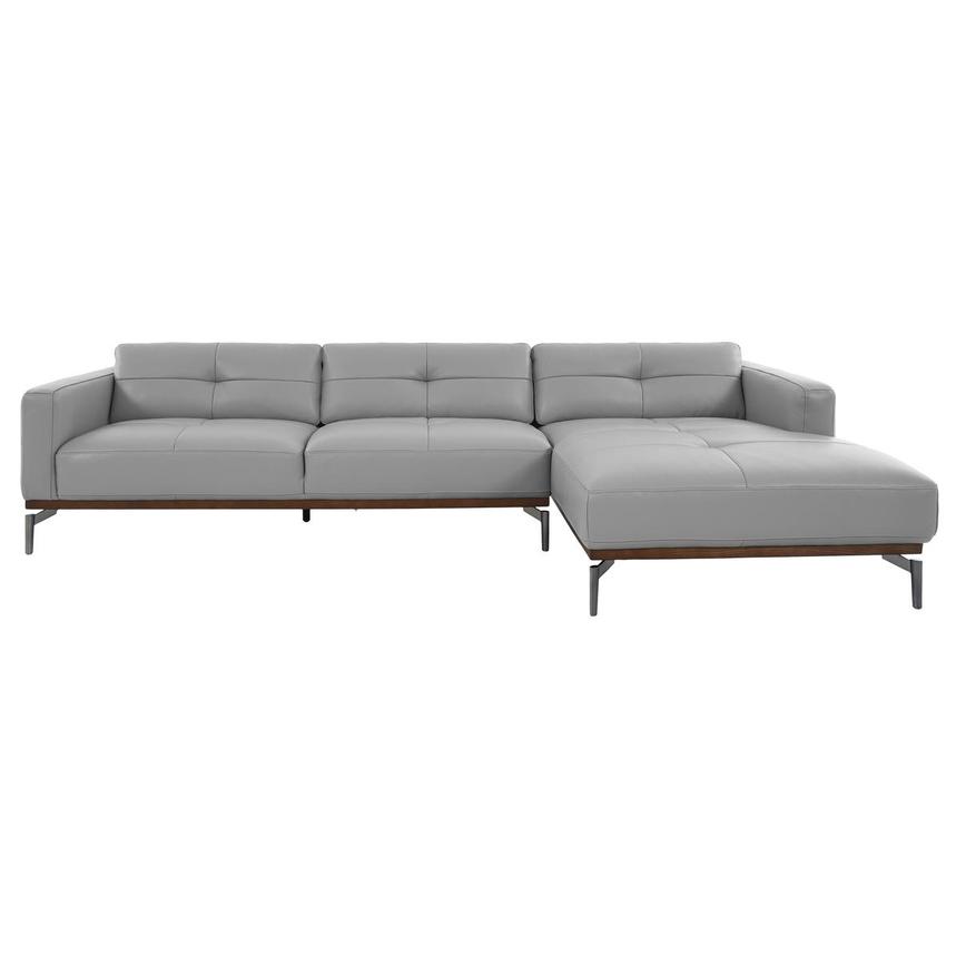 Nate Gray Leather Corner Sofa w/Right Chaise  alternate image, 2 of 15 images.