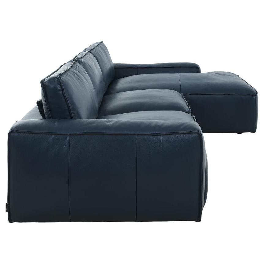 Kira Blue Leather Corner Sofa w/Right Chaise  alternate image, 3 of 9 images.