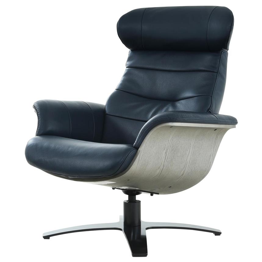 Enzo Dark Blue Leather Accent Chair  main image, 1 of 10 images.