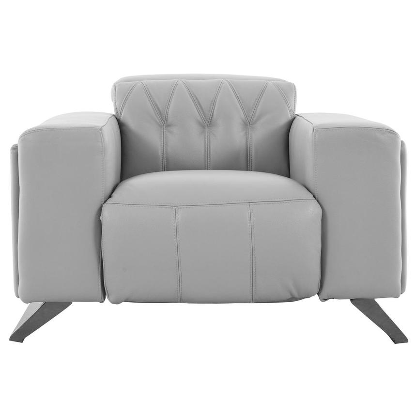 Anchi Silver Leather Power Recliner El Dorado Furniture