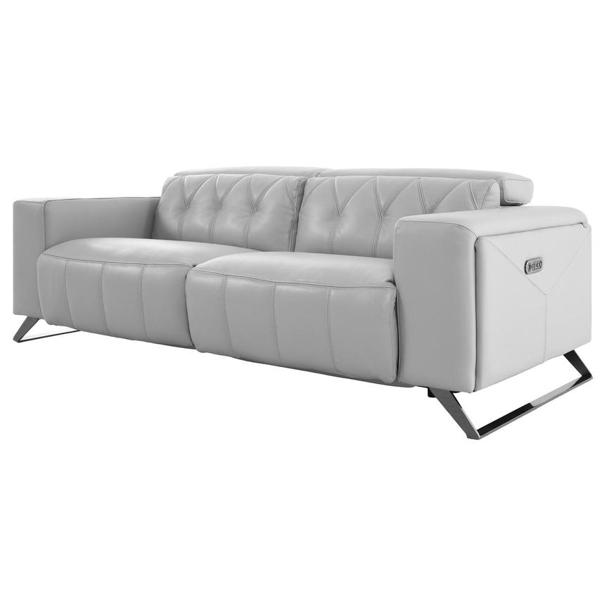 Anchi Silver Leather Power Reclining Sofa alternate image, 2 of 12 images.