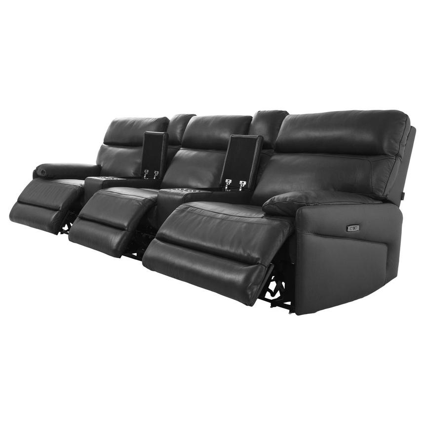 Benz Dark Gray Home Theater Leather Seating with 5PCS/3PWR  alternate image, 2 of 11 images.