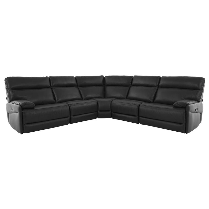 Benz Dark Gray Leather Power Reclining Sectional with 5PCS/3PWR  main image, 1 of 9 images.