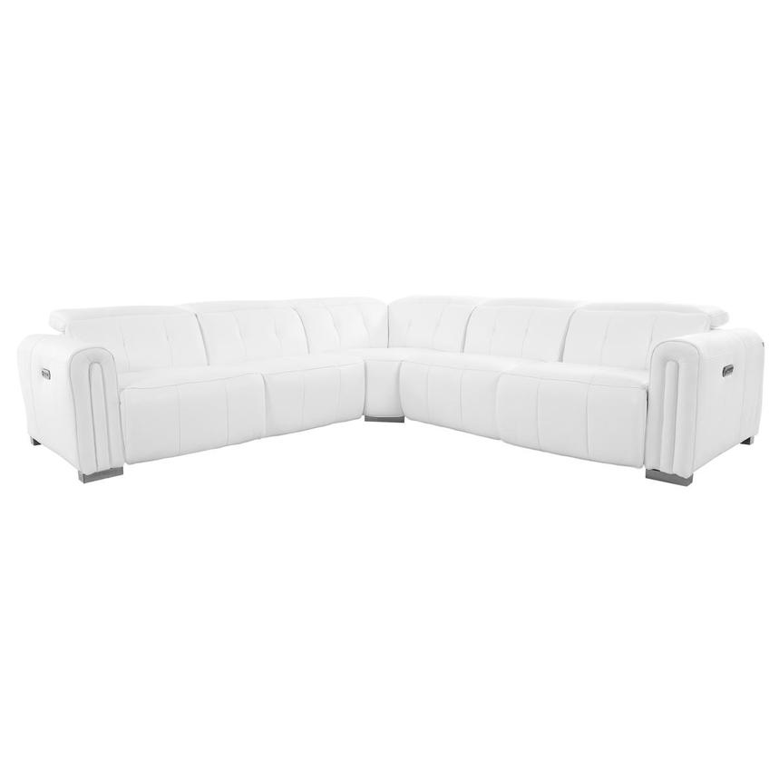 Dolomite White Leather Power Reclining Sectional with 5PCS/3PWR  main image, 1 of 9 images.