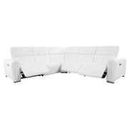 Dolomite White Leather Power Reclining Sectional with 5PCS/3PWR  alternate image, 2 of 9 images.