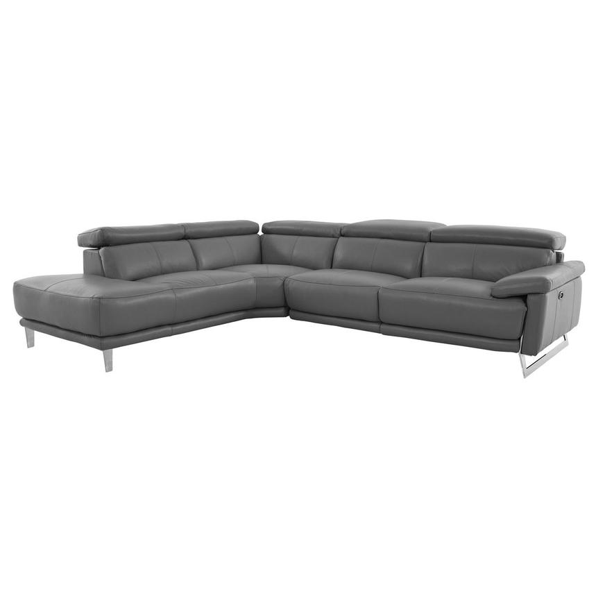 Gabrielle Gray Leather Power Reclining Sofa w/Left Chaise  main image, 1 of 11 images.