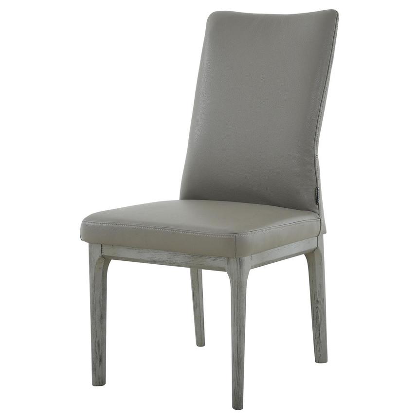 Lucky Gray Leather Side Chair  main image, 1 of 9 images.