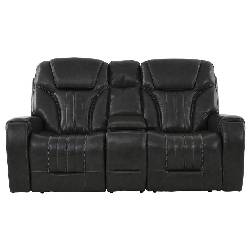 Bruce Power Reclining Leather Sofa w/Console  main image, 1 of 11 images.