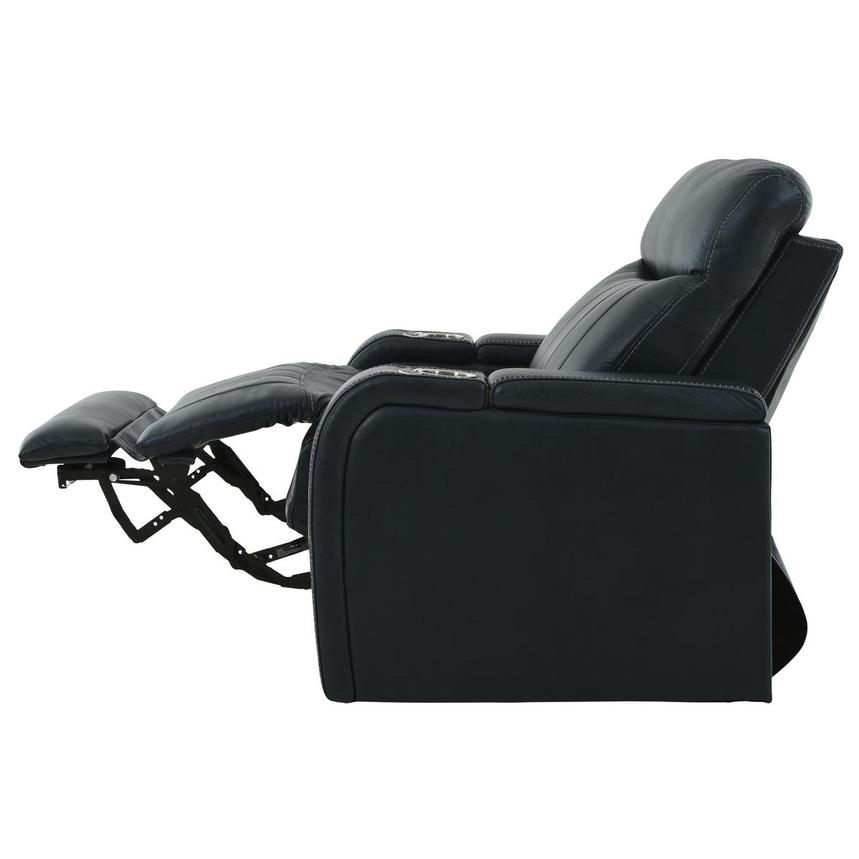 Santiago Blue Leather Power Recliner alternate image, 5 of 12 images.