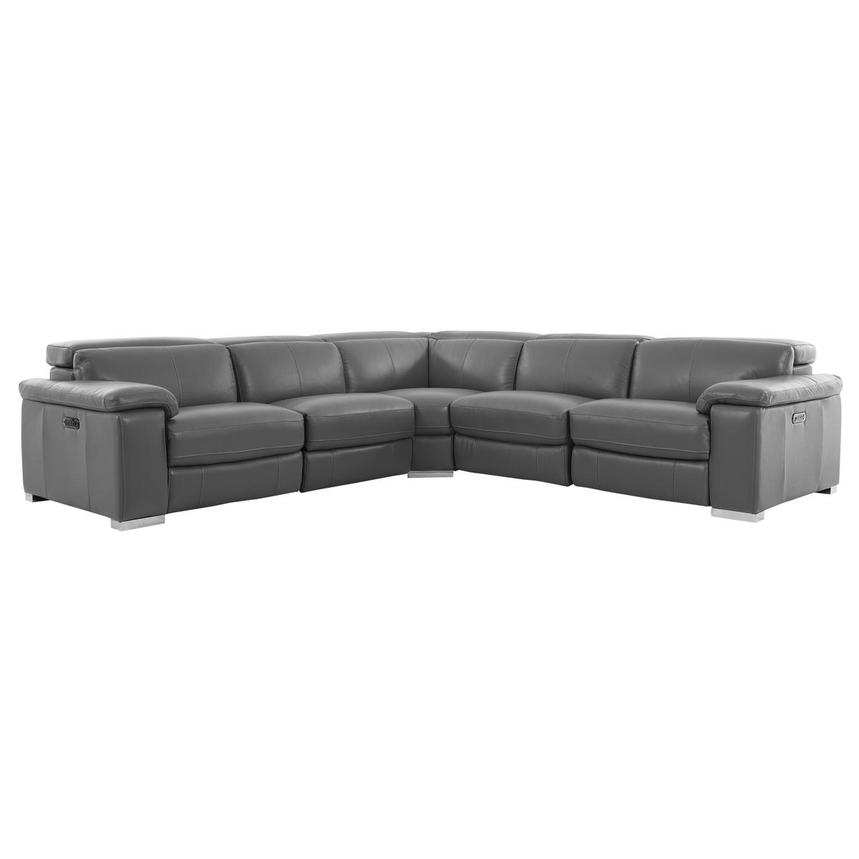 Charlie Gray Leather Power Reclining Sectional with 5PCS/2PWR  main image, 1 of 12 images.