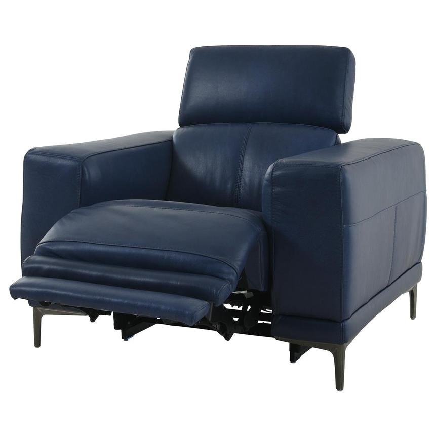 Sid Blue Leather Power Recliner  alternate image, 2 of 13 images.