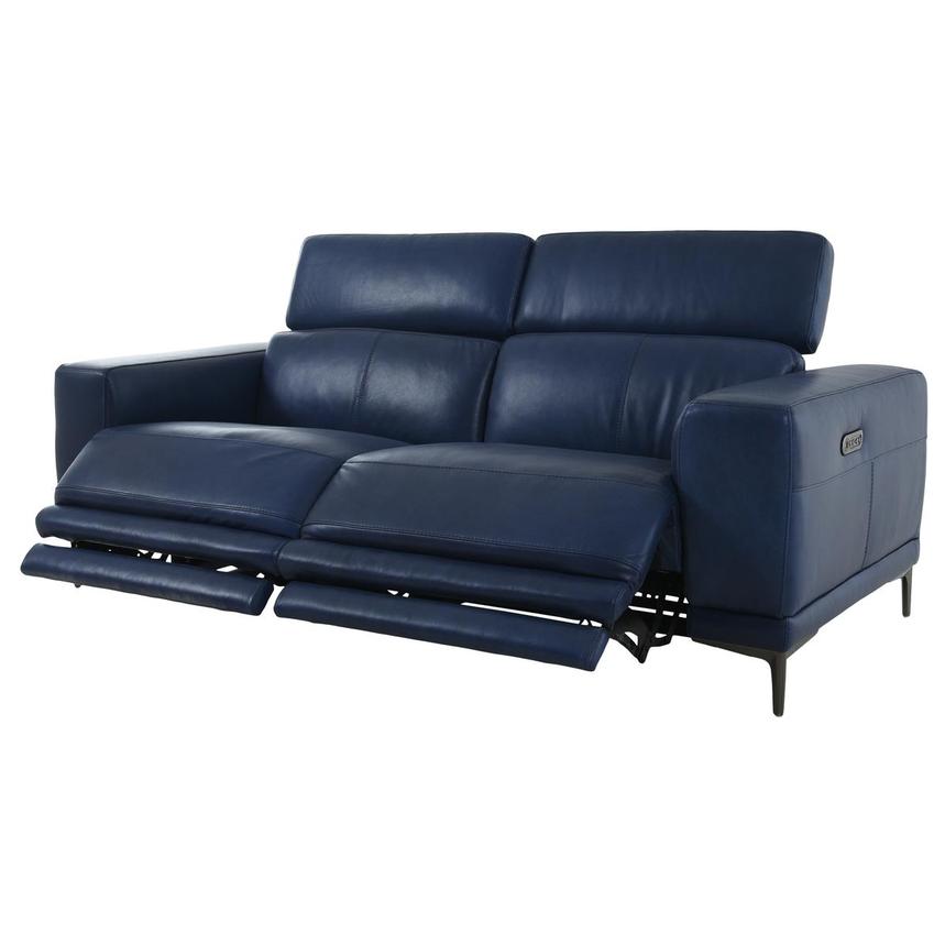 Sid Blue Leather Power Reclining Sofa  alternate image, 2 of 13 images.