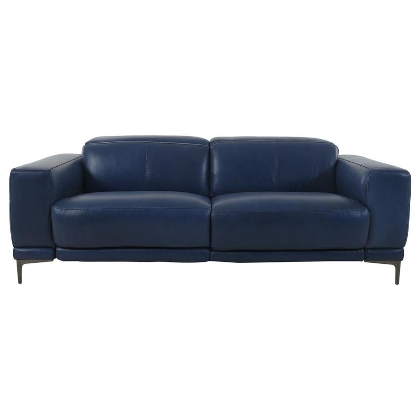 Sid Blue Leather Power Reclining Sofa  alternate image, 7 of 13 images.